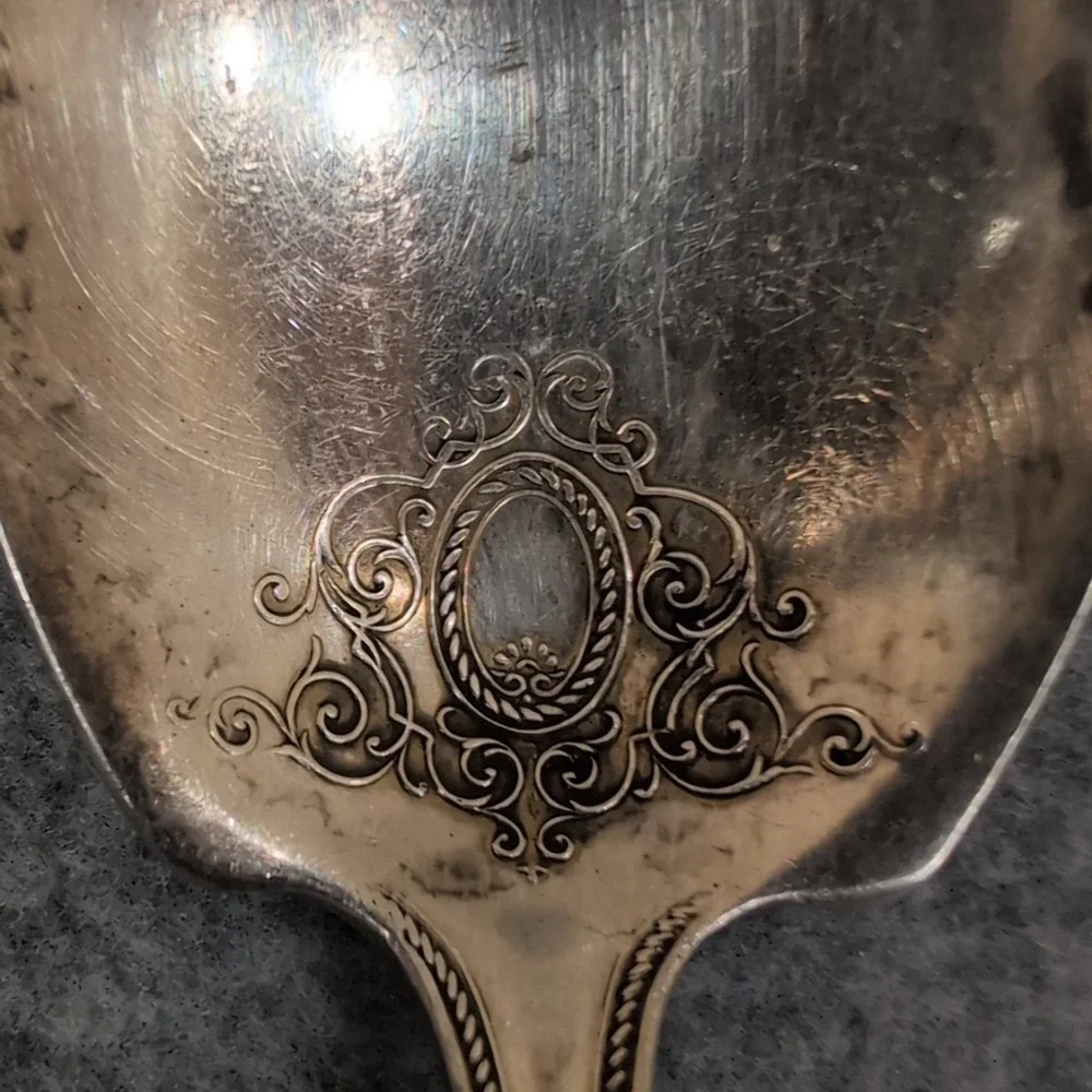 1890-1910's‎ Community Silver Serving Spoon Ornate Filigree Decorative Handle - Picture 3 of 7